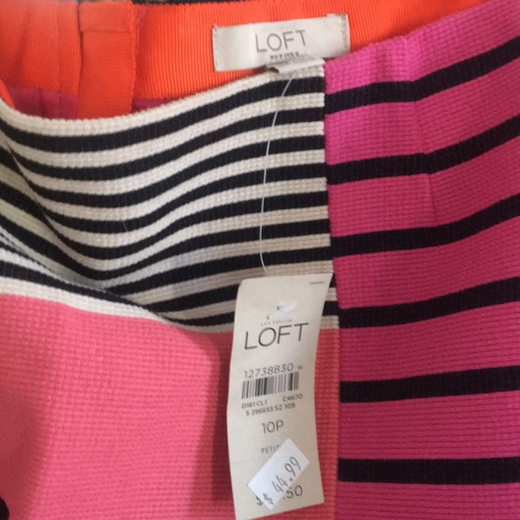 LOFT Pink fuchsia and black striped pencil skirt - Picture 3 of 3
